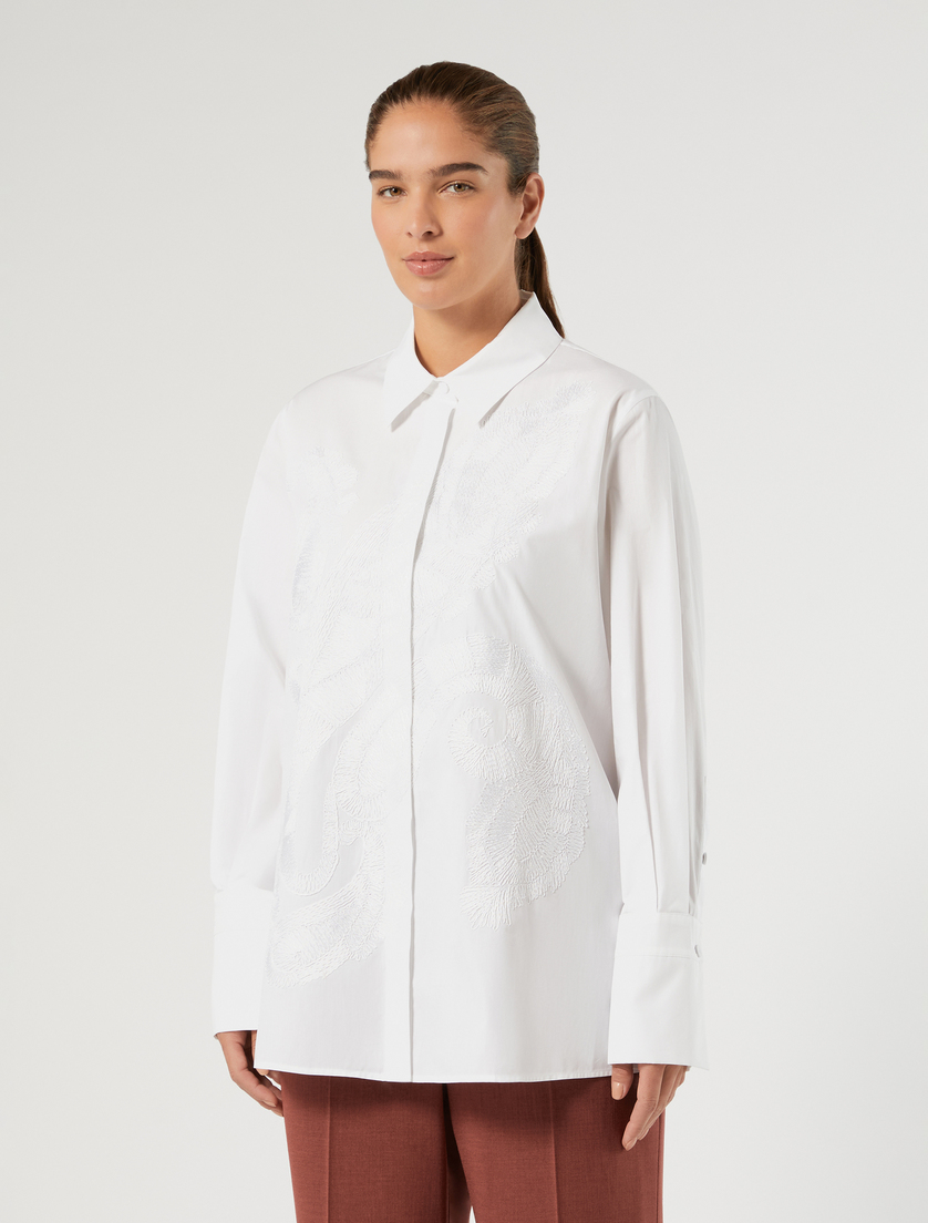Embroidered poplin tunic - OPTICAL WHITE - Marina Rinaldi - 3