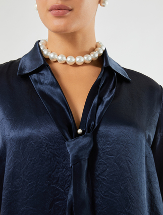 Casacca in enver satin - BLU NOTTE - Marina Rinaldi - 5