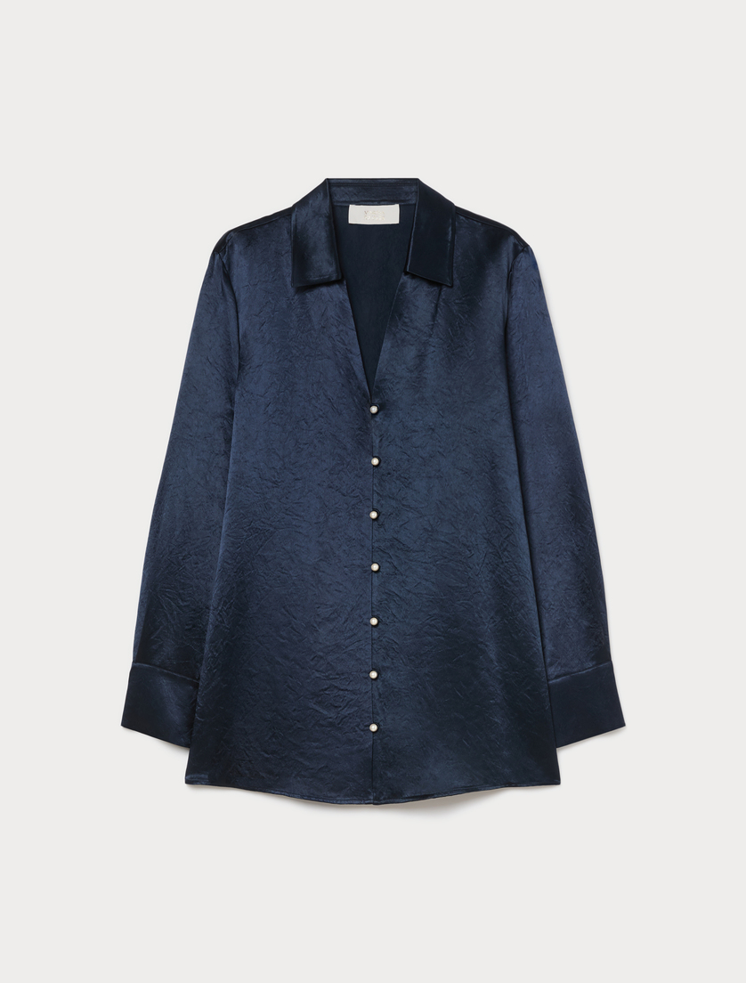 Casacca in enver satin - BLU NOTTE - Marina Rinaldi
