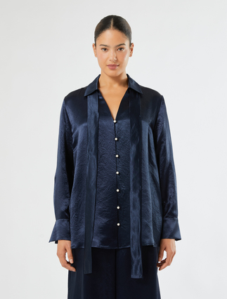 Casacca in enver satin - BLU NOTTE