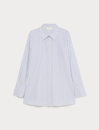 Striped poplin tunic - OPTICAL WHITE - Marina Rinaldi - 1