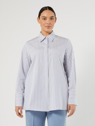 Striped poplin tunic - OPTICAL WHITE