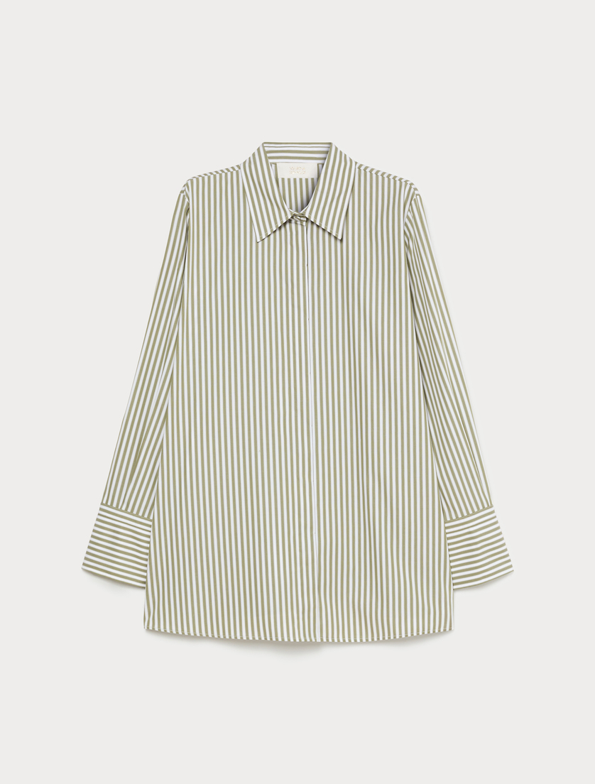 Striped poplin tunic - KAKI - Marina Rinaldi