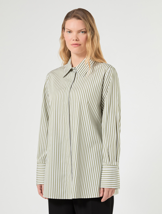 Striped poplin tunic - KAKI - Marina Rinaldi - 3