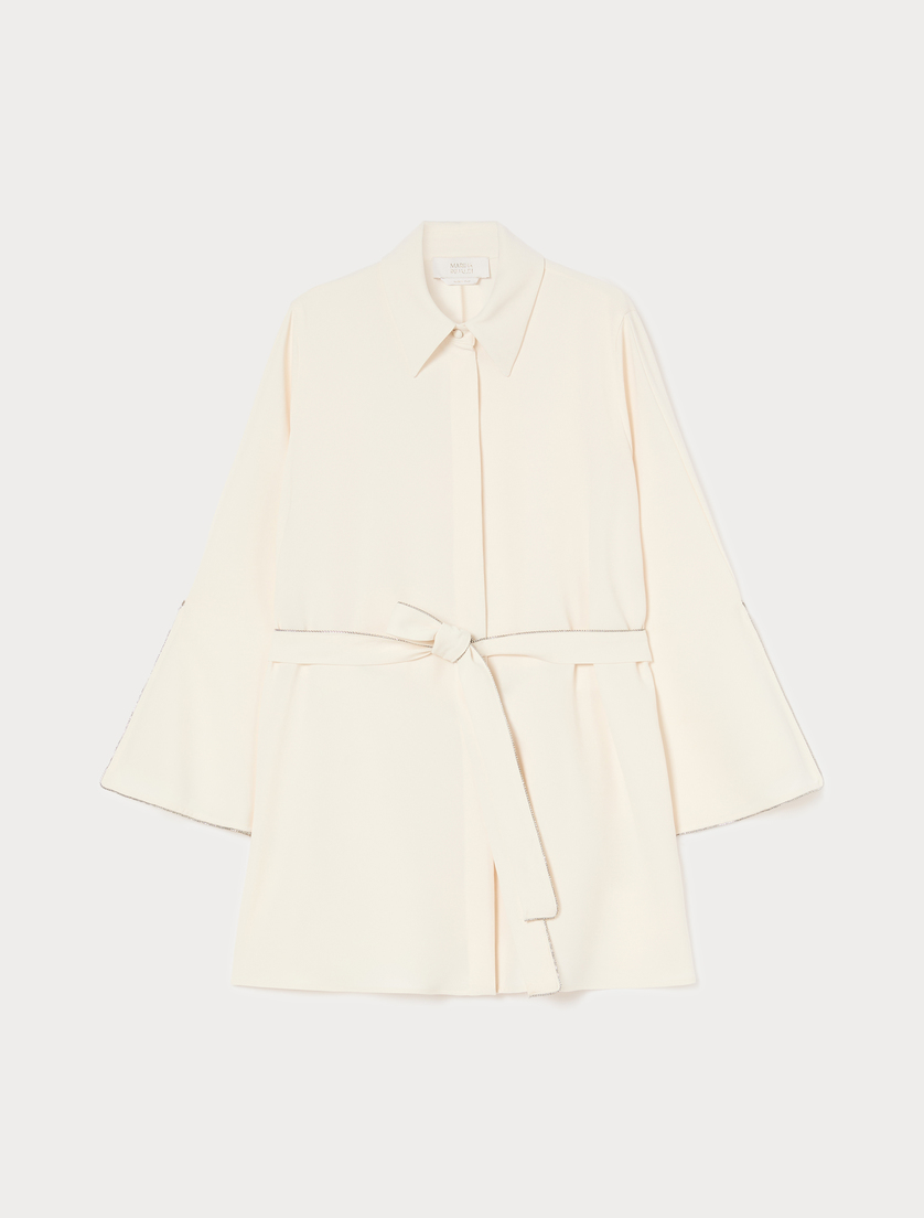 Rhinestone-adorned cady tunic - IVORY - Marina Rinaldi