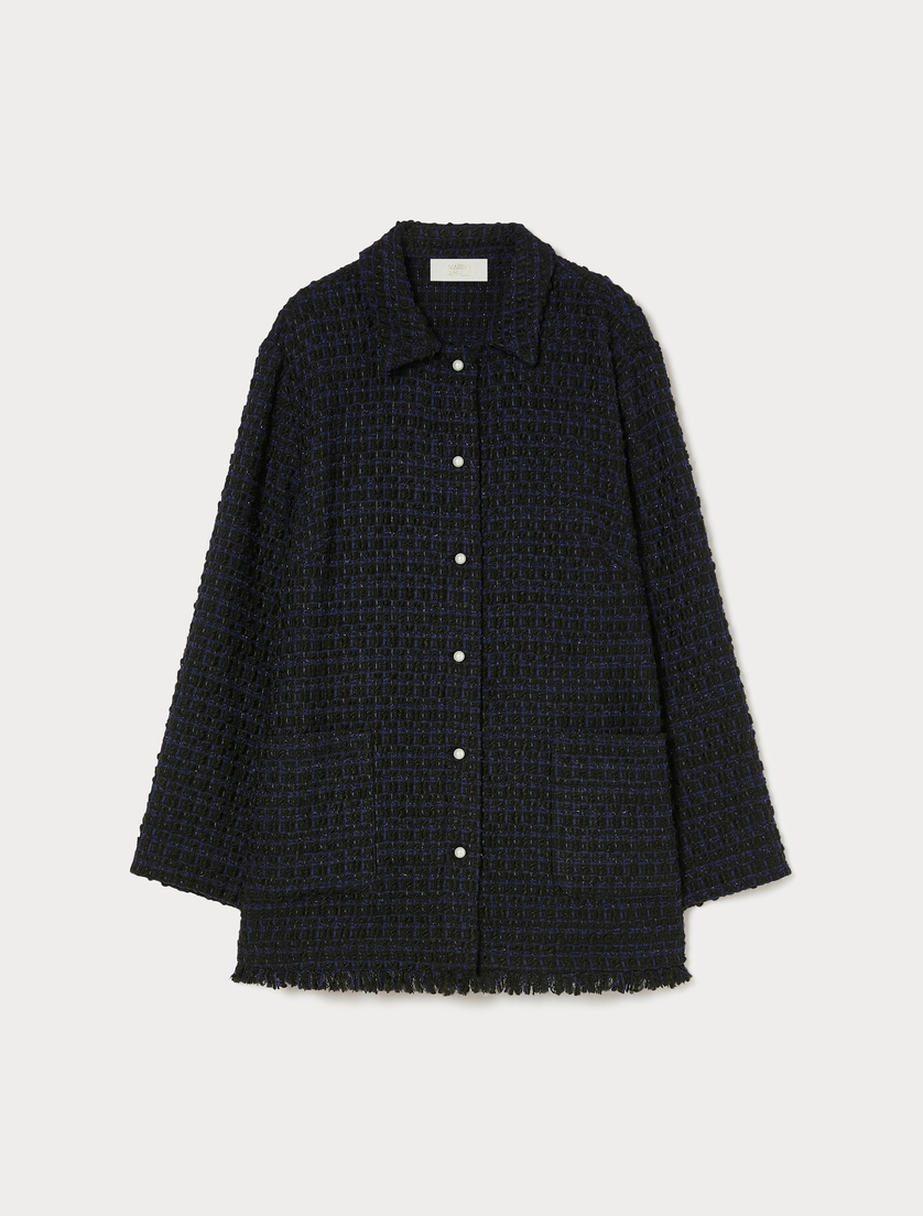 Bouclé fabric tunic - BLUE/BLACK - Marina Rinaldi