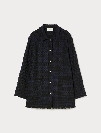 Bouclé fabric tunic - BLUE/BLACK - Marina Rinaldi - 1