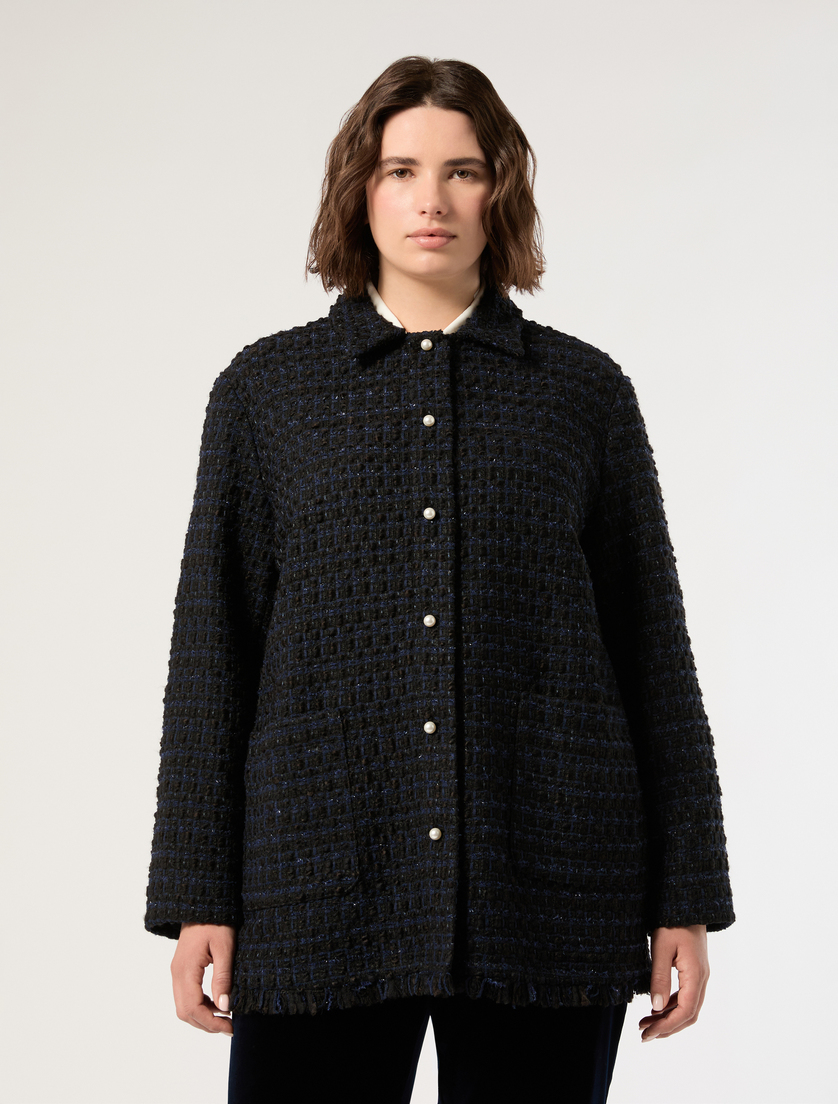 Bouclé fabric tunic - BLUE/BLACK - Marina Rinaldi - 3
