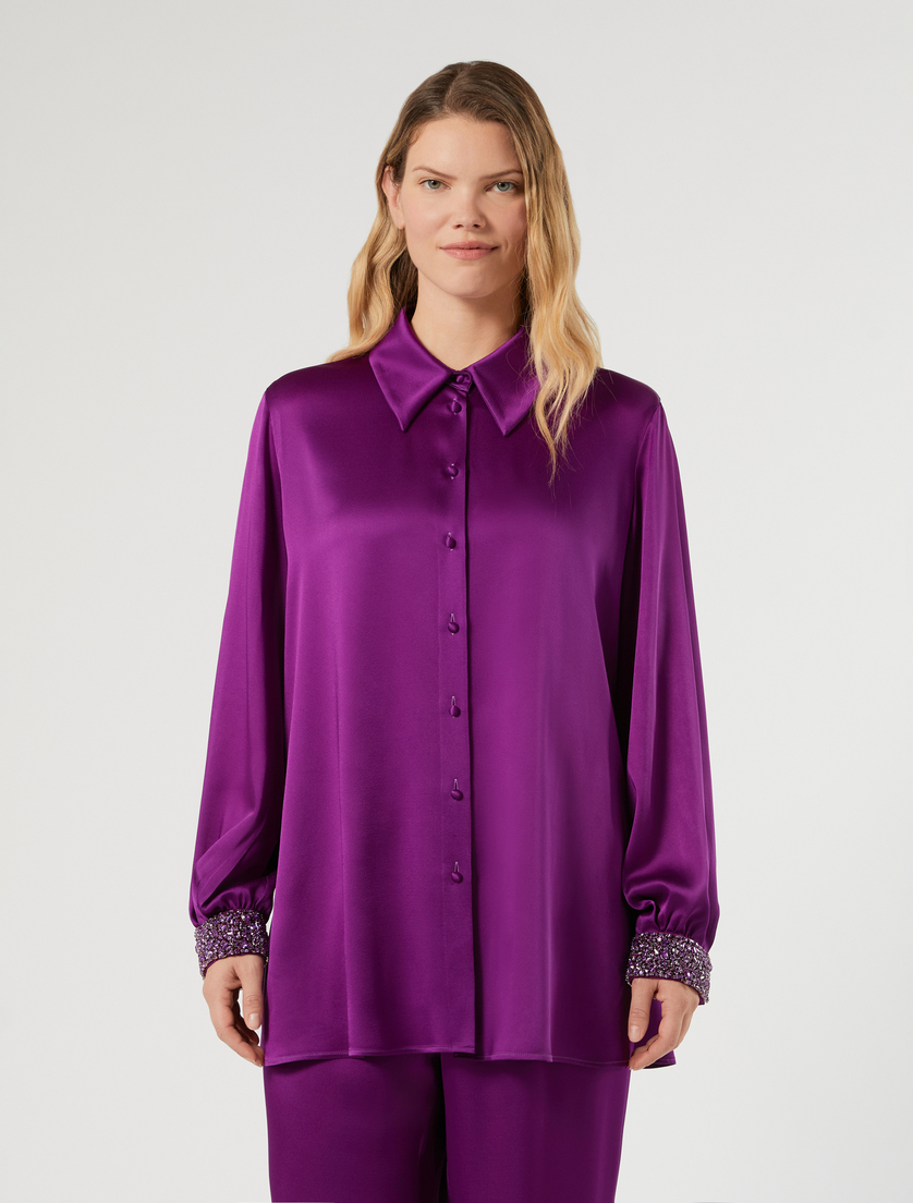 Blusa in crêpe envers satin - FUXIA VIOLA - Marina Rinaldi - 3