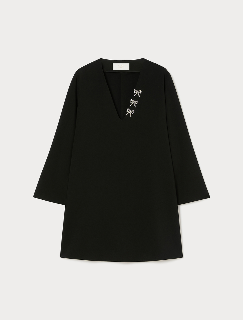 Embroidered cady tunic - BLACK - Marina Rinaldi