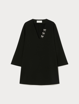 Embroidered cady tunic - BLACK - Marina Rinaldi - 1