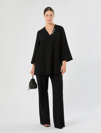 Embroidered cady tunic - BLACK - Marina Rinaldi - 2