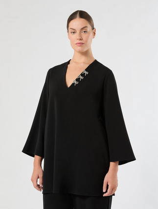 Embroidered cady tunic - BLACK - Marina Rinaldi - 3