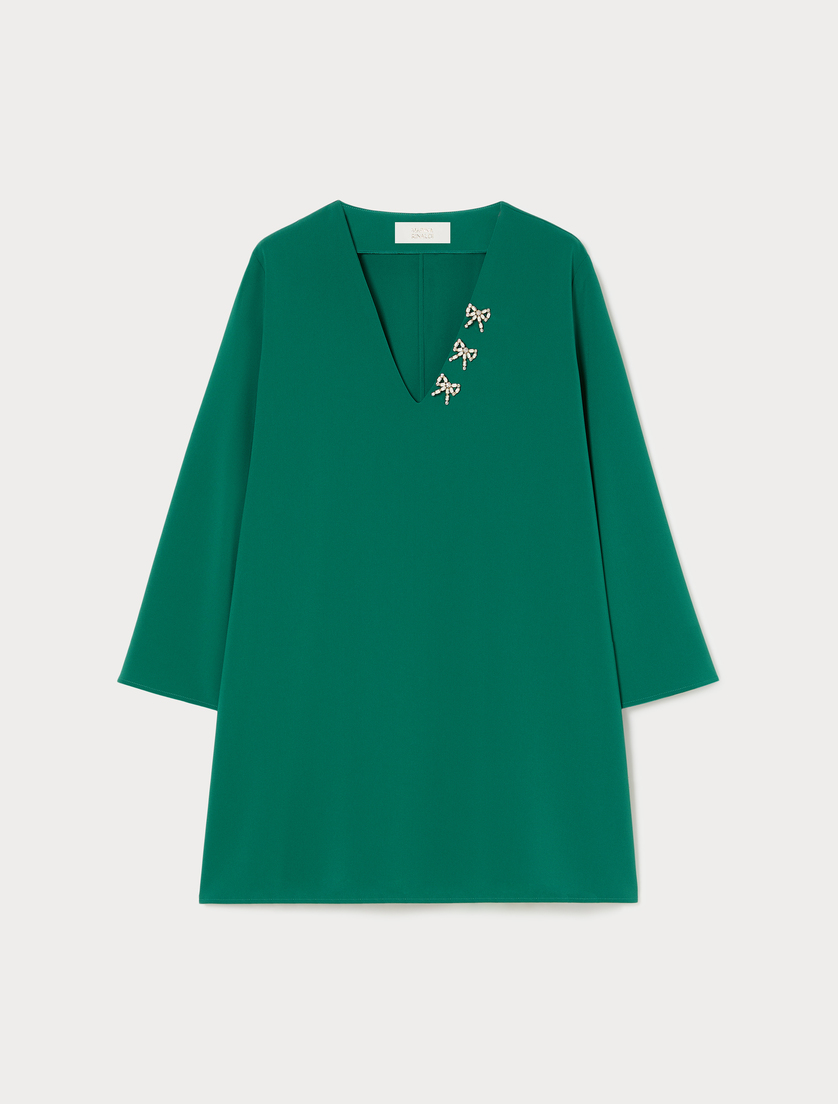 Tunica in cady con ricamo - VERDE SMERALDO - Marina Rinaldi