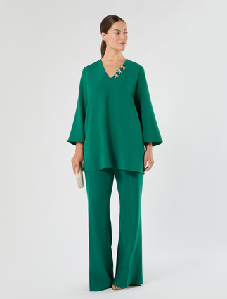 Tunica in cady con ricamo - VERDE SMERALDO - Marina Rinaldi - 2