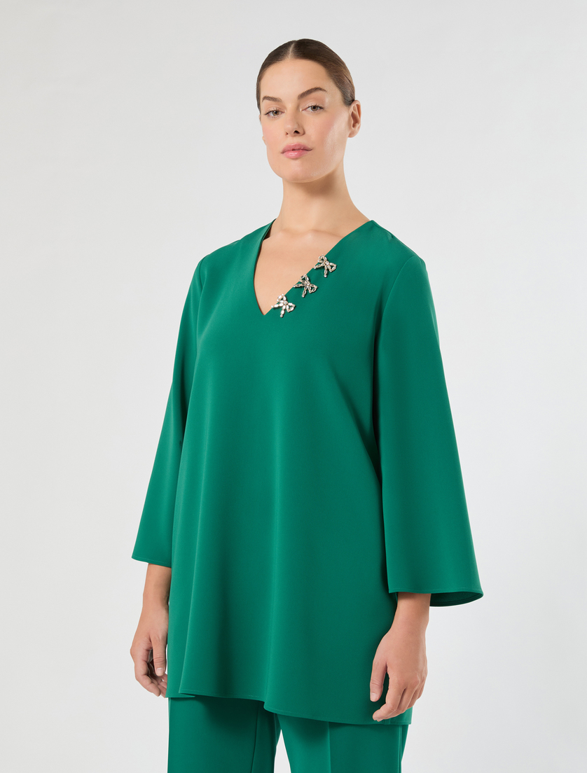 Tunica in cady con ricamo - VERDE SMERALDO - Marina Rinaldi - 3