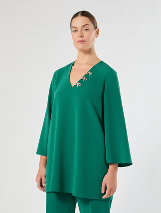 Tunica in cady con ricamo - VERDE SMERALDO - Marina Rinaldi - 3