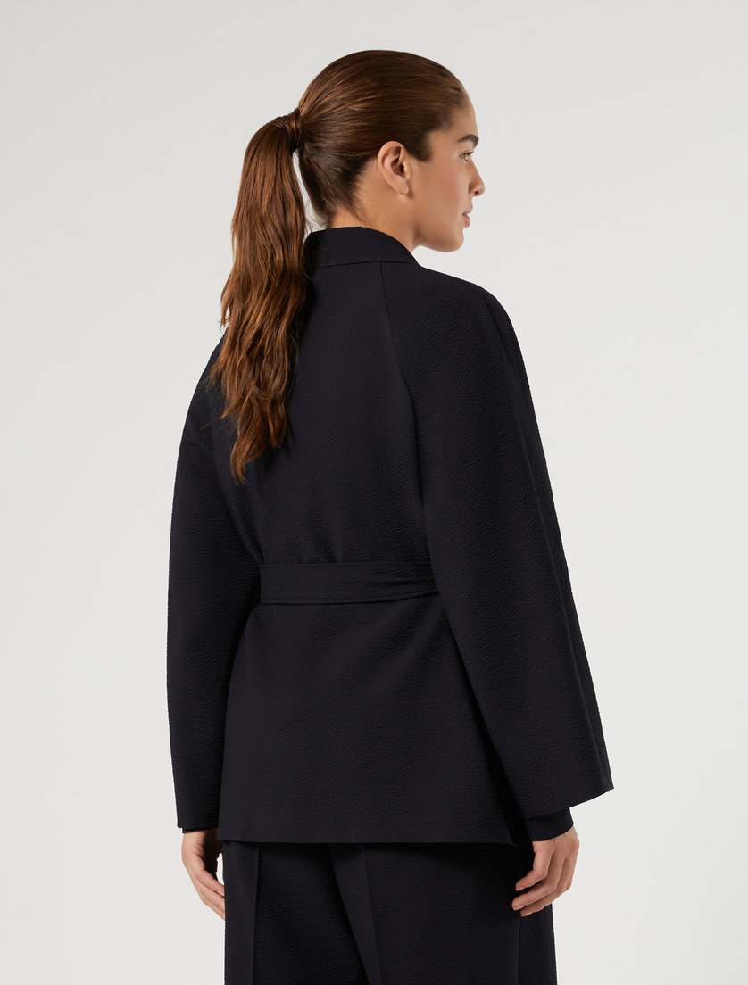 Seersucker open-front tunic - MIDNIGHTBLUE - Marina Rinaldi - 4