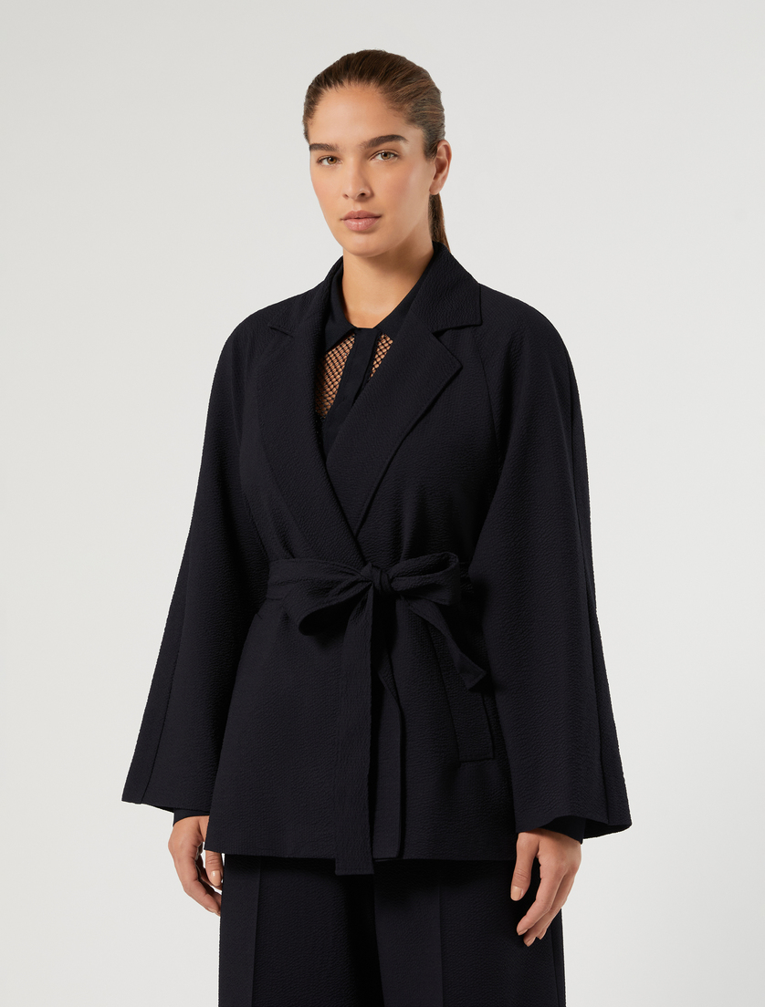 Seersucker open-front tunic - MIDNIGHTBLUE - Marina Rinaldi - 3