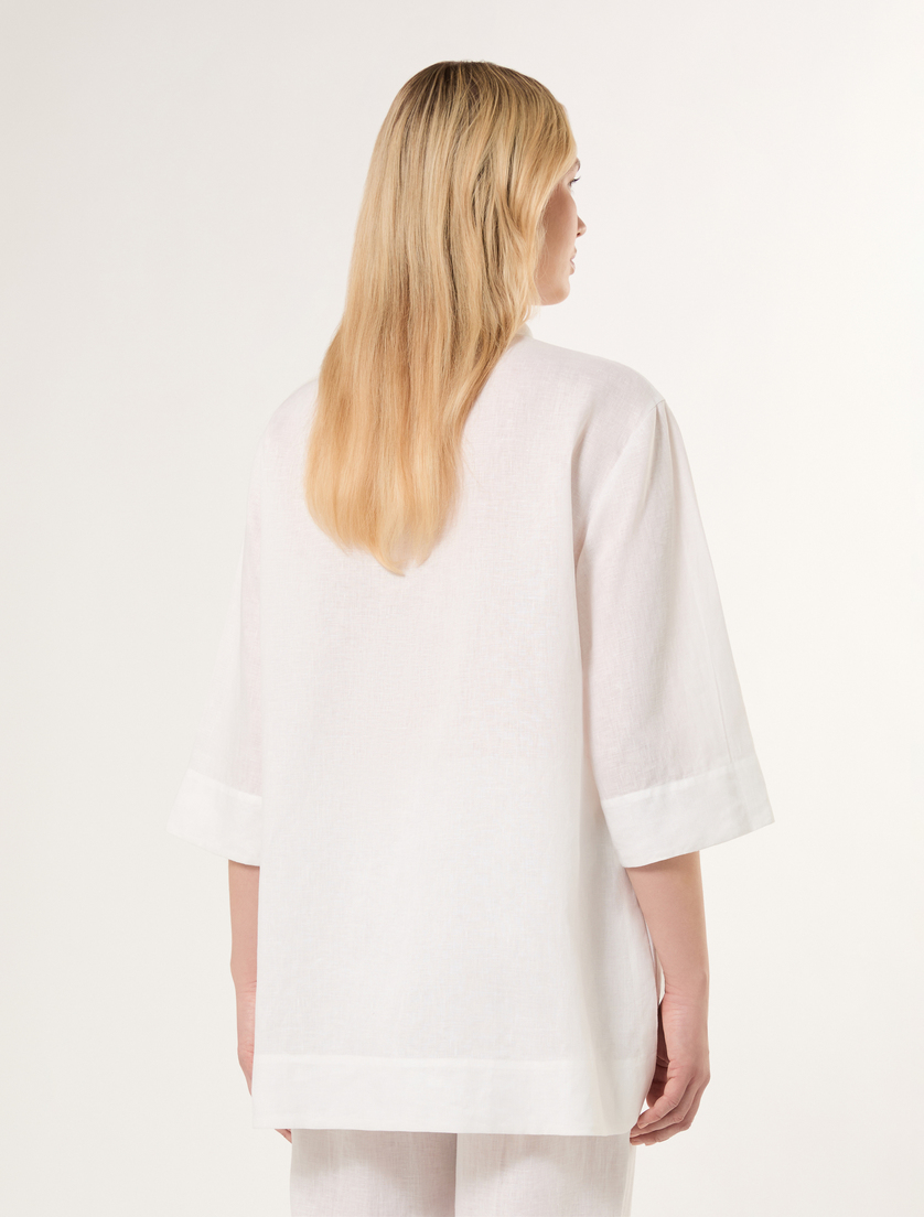 Linen canvas tunic - OPTICAL WHITE - Marina Rinaldi - 4