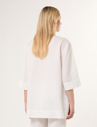 Linen canvas tunic - OPTICAL WHITE - Marina Rinaldi - 4