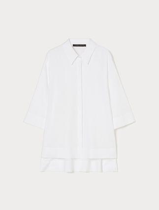 Linen canvas tunic - OPTICAL WHITE - Marina Rinaldi - 1