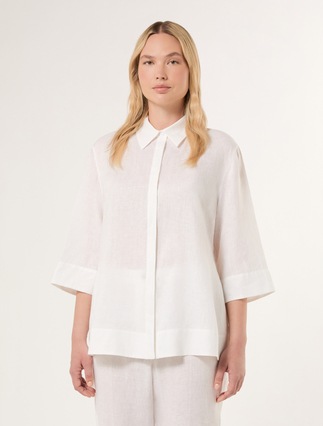 Linen canvas tunic - OPTICAL WHITE