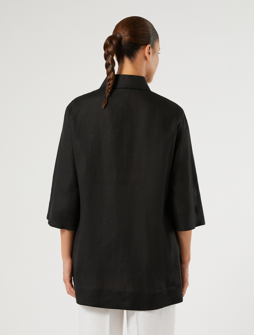 Camisola de tela de lino - NEGRO - Marina Rinaldi - 4