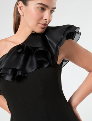 One-Shoulder-Kleid aus Cady und Seide - SCHWARZ - Marina Rinaldi - 5