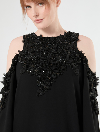 Besticktes Kaftankleid aus Cady - SCHWARZ - Marina Rinaldi - 5