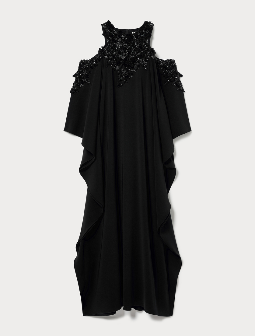 Besticktes Kaftankleid aus Cady - SCHWARZ - Marina Rinaldi