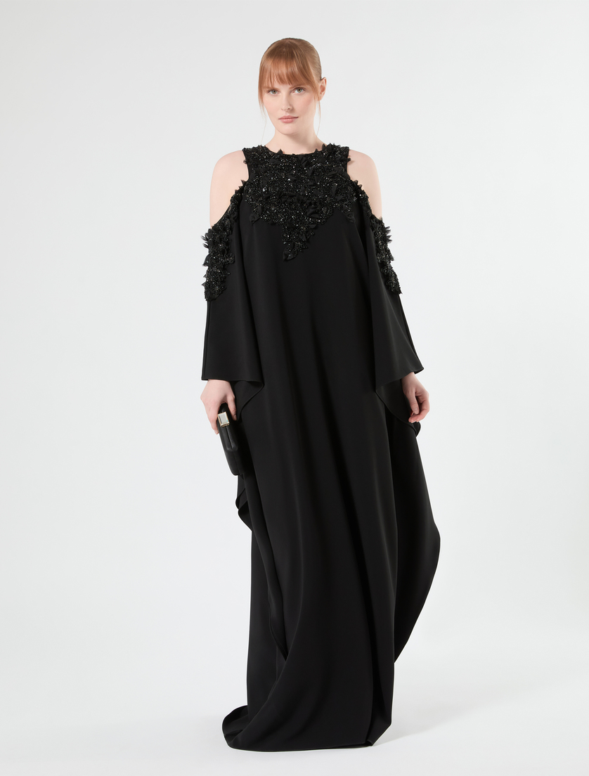 Besticktes Kaftankleid aus Cady - SCHWARZ - Marina Rinaldi - 2