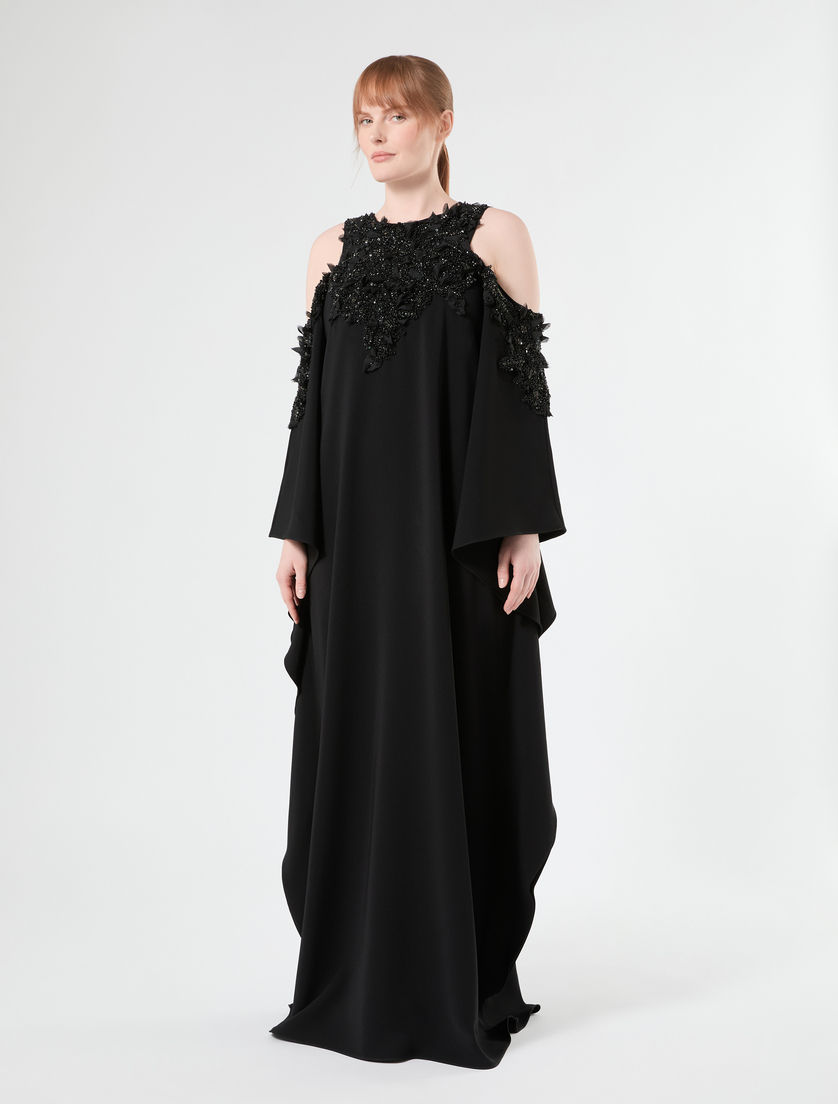 Besticktes Kaftankleid aus Cady - SCHWARZ - Marina Rinaldi - 3
