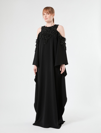 Besticktes Kaftankleid aus Cady - SCHWARZ - Marina Rinaldi - 3