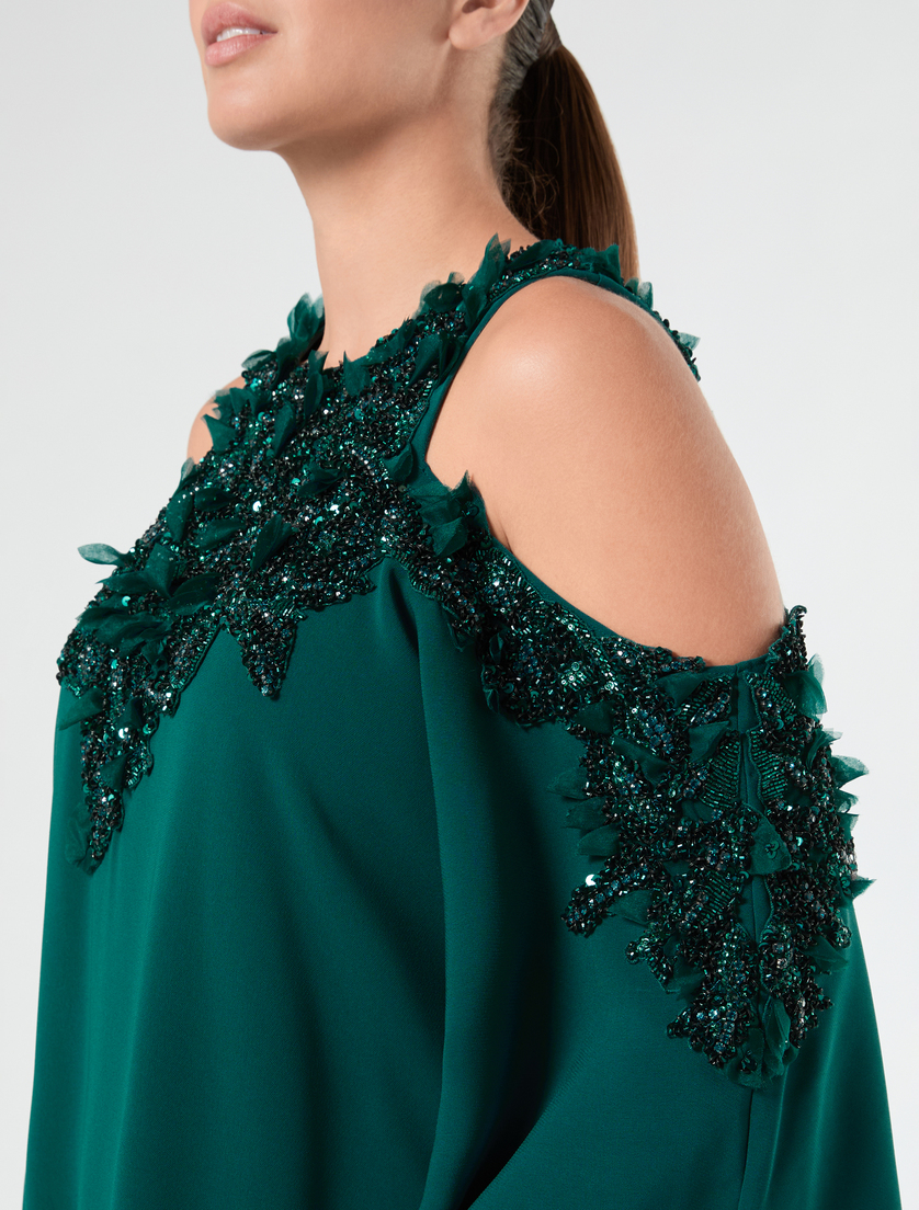Besticktes Kaftankleid aus Cady - PETROL - Marina Rinaldi - 5