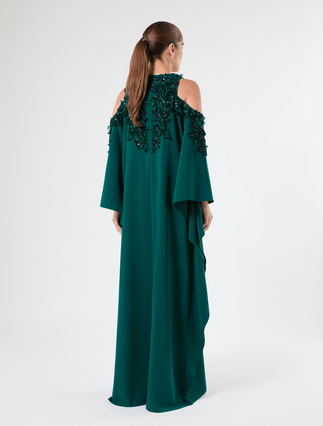 Besticktes Kaftankleid aus Cady - PETROL - Marina Rinaldi - 4