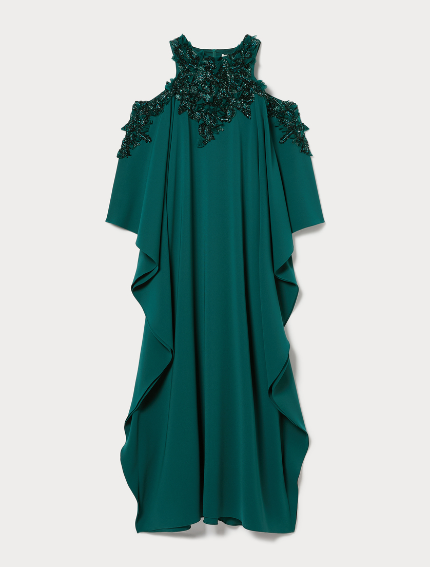 Besticktes Kaftankleid aus Cady - PETROL - Marina Rinaldi