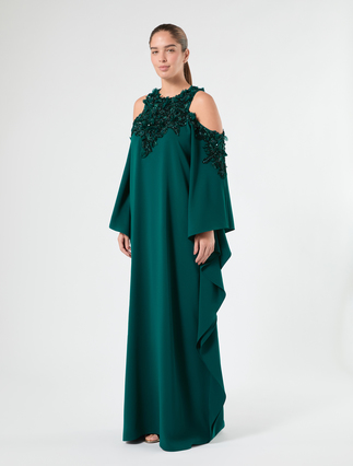 Besticktes Kaftankleid aus Cady - PETROL - Marina Rinaldi - 3