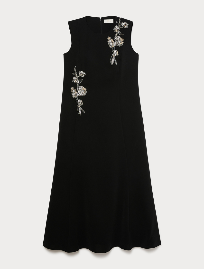 Robe en cady avec broderie - NOIR - Marina Rinaldi