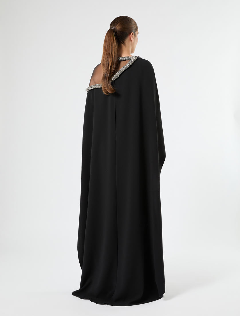 Langes Kleid aus Cady mit Stickerei - SCHWARZ - Marina Rinaldi - 4