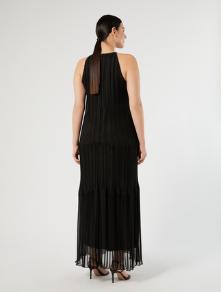 Abito lungo in georgette plissé - NERO - Marina Rinaldi - 4