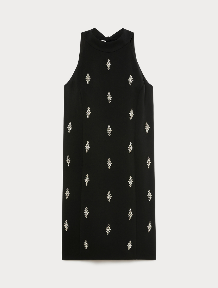 Embroidered cady dress - BLACK - Marina Rinaldi