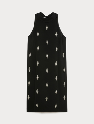 Embroidered cady dress - BLACK - Marina Rinaldi - 1