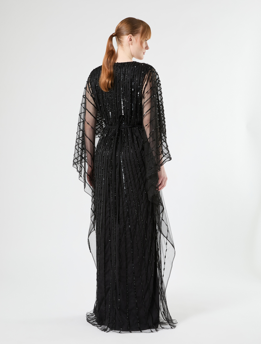 Besticktes Kaftankleid aus Tüll - SCHWARZ - Marina Rinaldi - 4