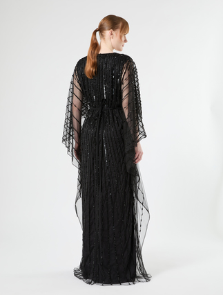 Besticktes Kaftankleid aus Tüll - SCHWARZ - Marina Rinaldi - 4