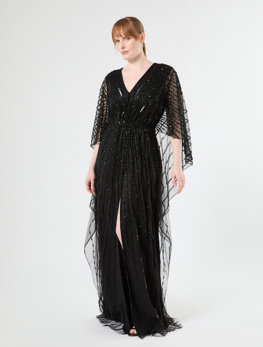 Besticktes Kaftankleid aus Tüll - SCHWARZ - Marina Rinaldi - 2