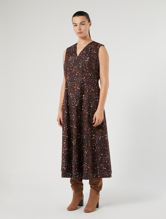Cotton poplin dress - BROWN
