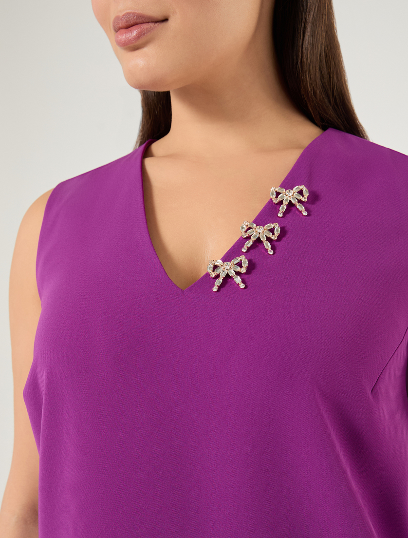 Abito in cady con strass - FUXIA VIOLA - Marina Rinaldi - 5