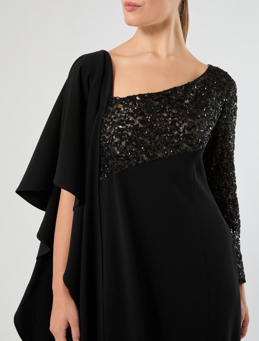 Crêpe cady dress with sequins - BLACK - Marina Rinaldi - 5