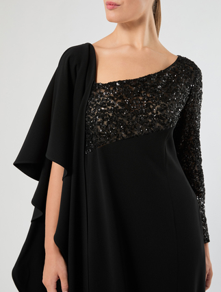 Crêpe cady dress with sequins - BLACK - Marina Rinaldi - 5